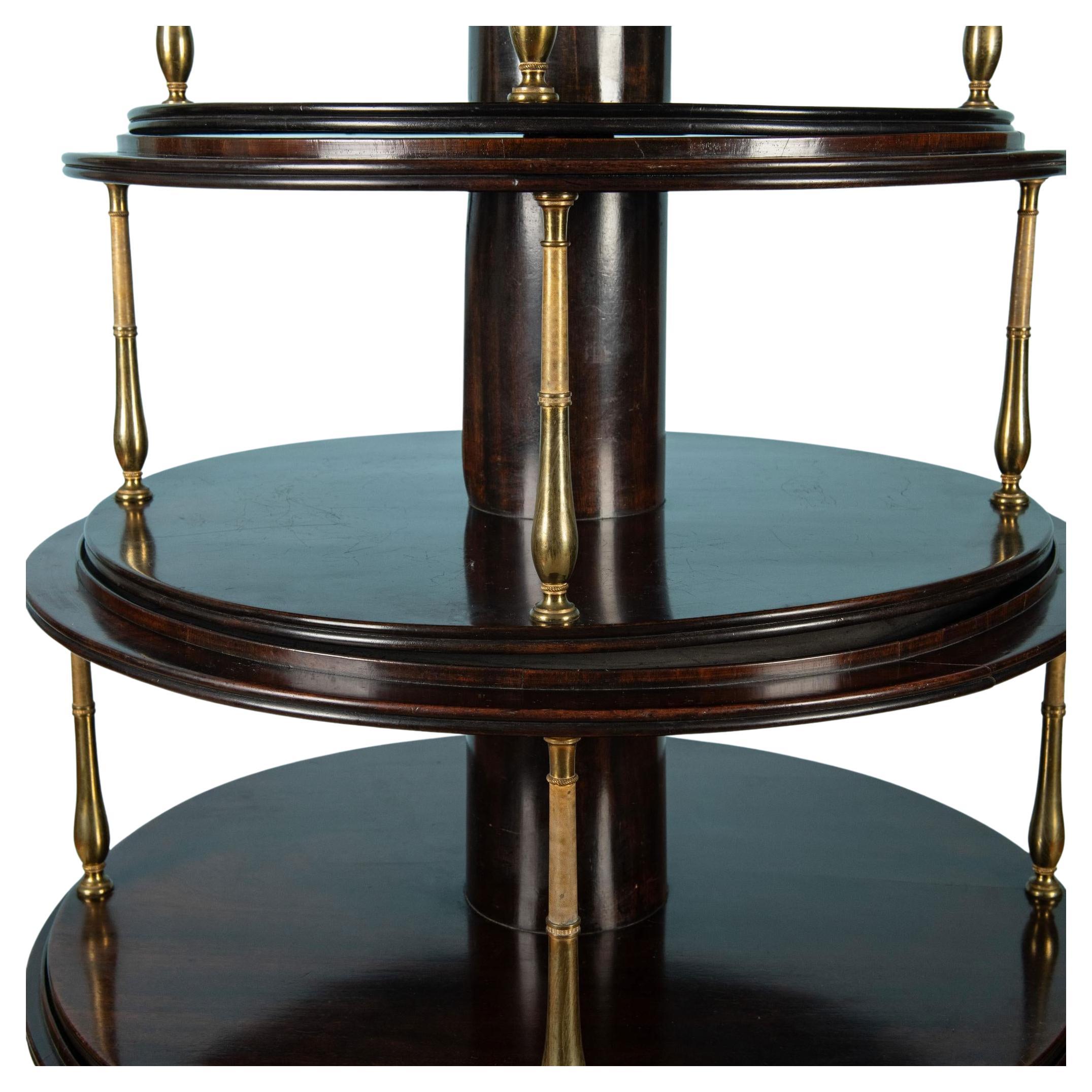 English Regency Brass Mounted Mahogany Three-Tier Dumb Waiter For Sale 2