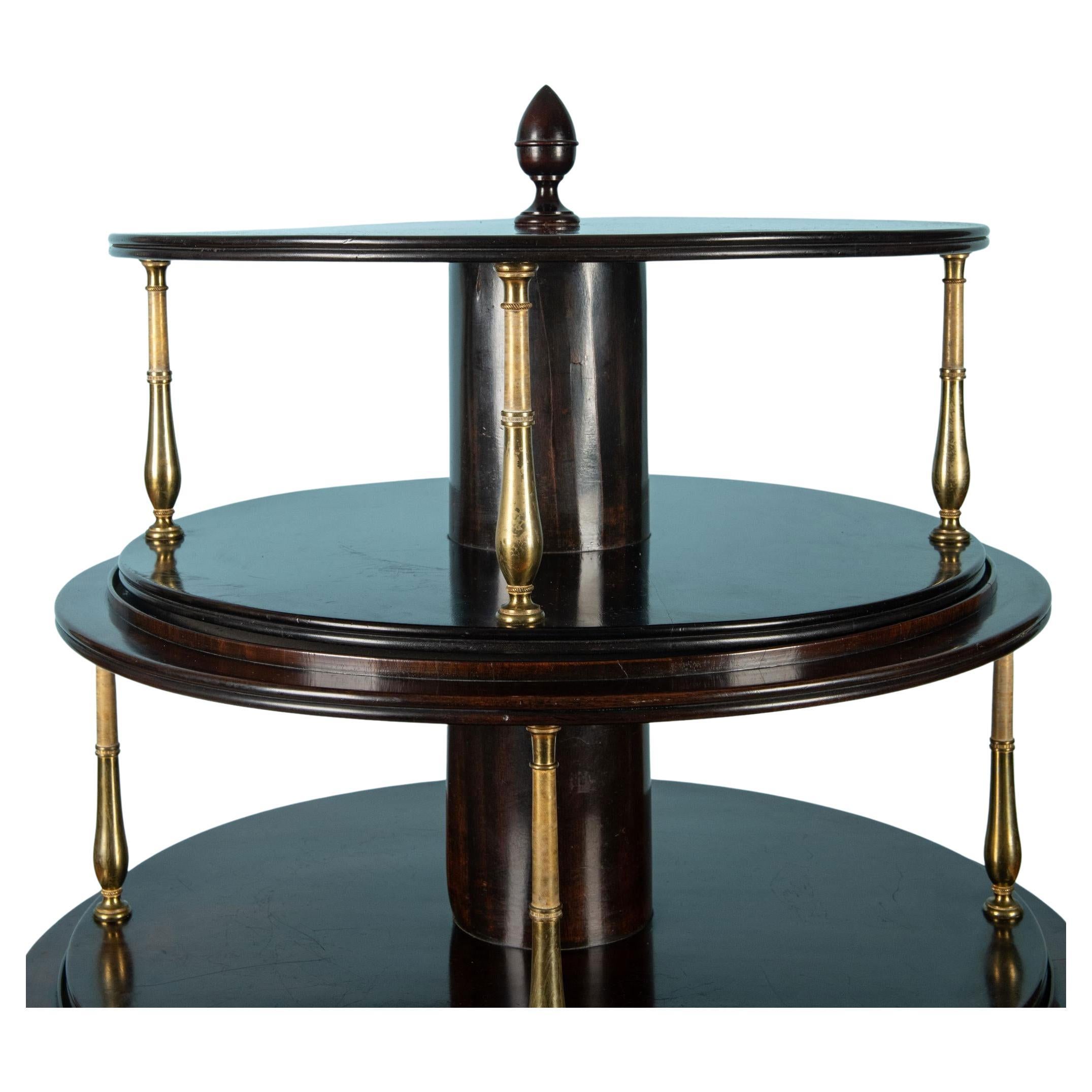 English Regency Brass Mounted Mahogany Three-Tier Dumb Waiter For Sale 3