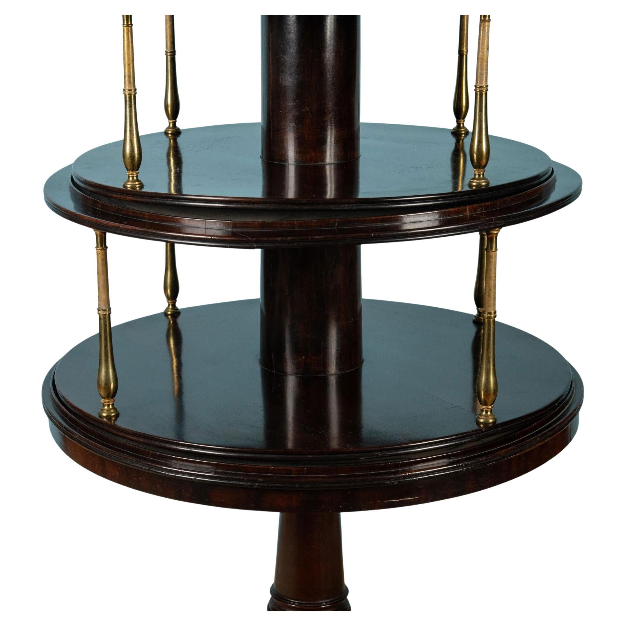English Regency Brass Mounted Mahogany Three-Tier Dumb Waiter For Sale 4