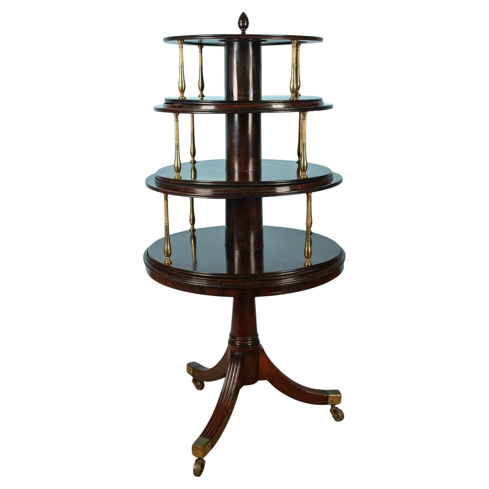 English Regency Brass Mounted Mahogany Three-Tier Dumb Waiter