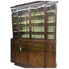 Antique English Regency Breakfront in Crotched Mahogany