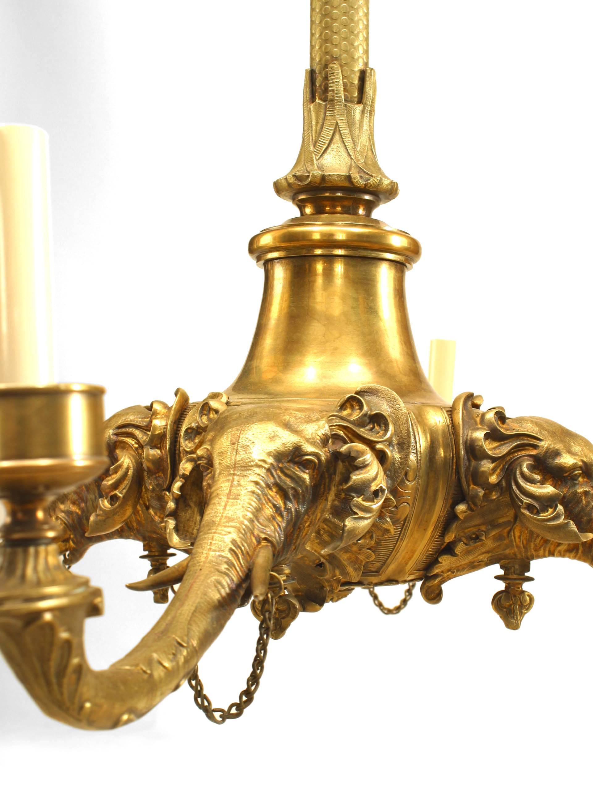 English Recency Style Bronze Elephant Chandelier In Good Condition For Sale In New York, NY