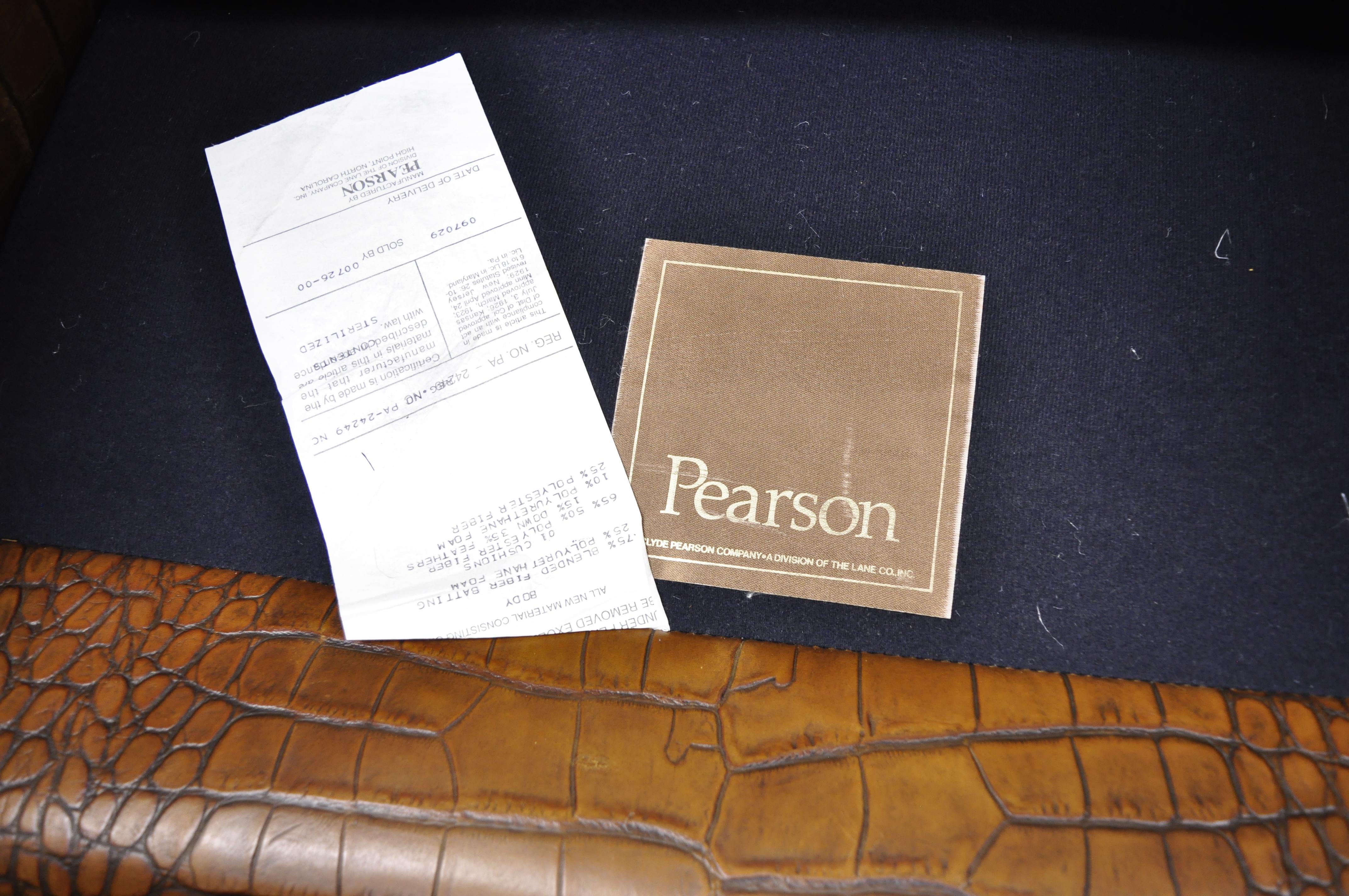 English Regency Brown Leather Gator Embossed Lounge Chair & Ottoman by Pearson 4