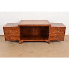 Escritorio Wooton Metamórfico de la Regencia Inglesa con Tapa de Cuero y Madera de Burl, Circa 1860