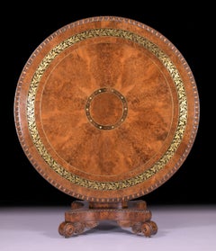 English Regency Burr Yew Wood Centre Table Attributed To George Bullock