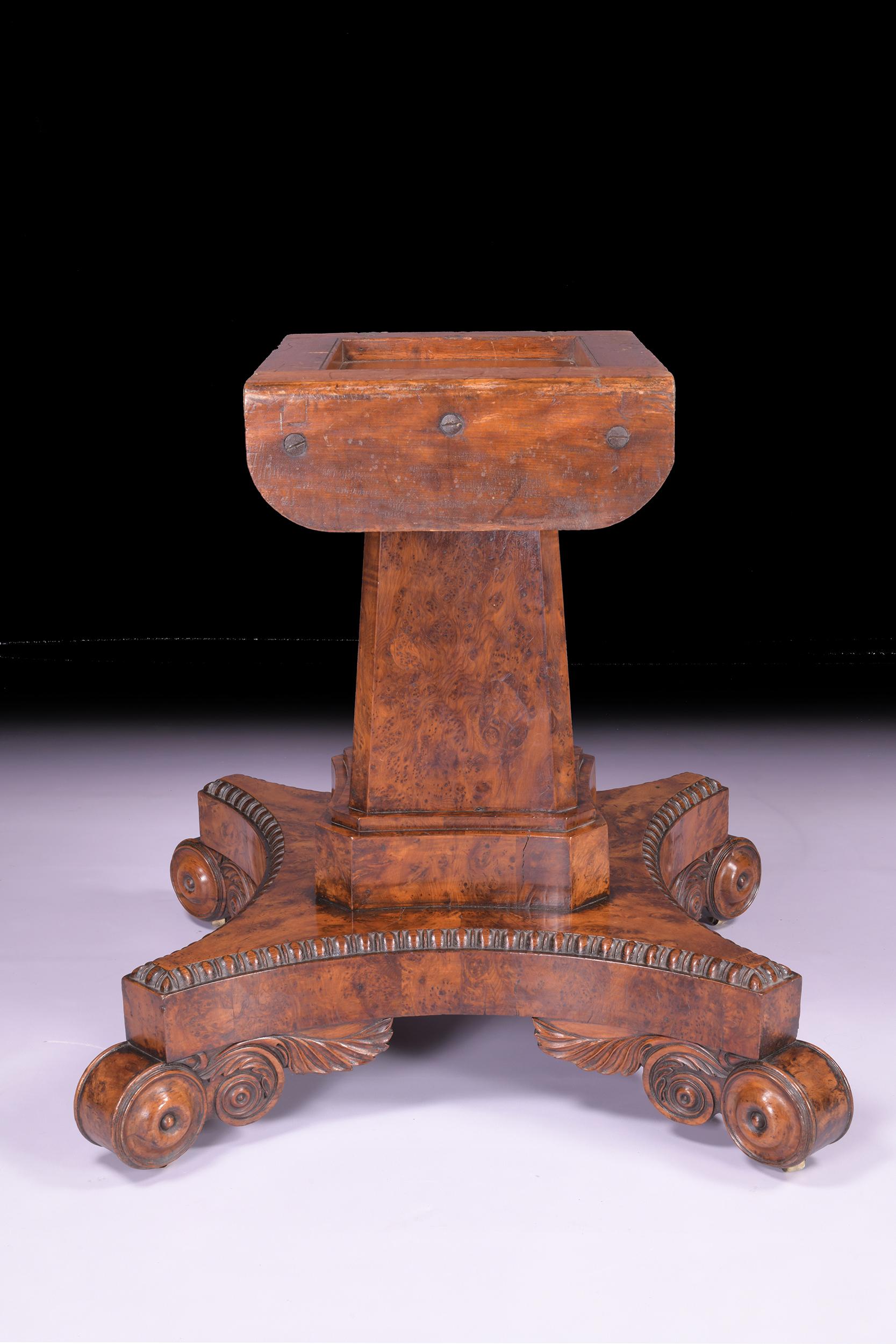 English Regency Burr Yew Wood Centre Table Attributed To George Bullock For Sale 2