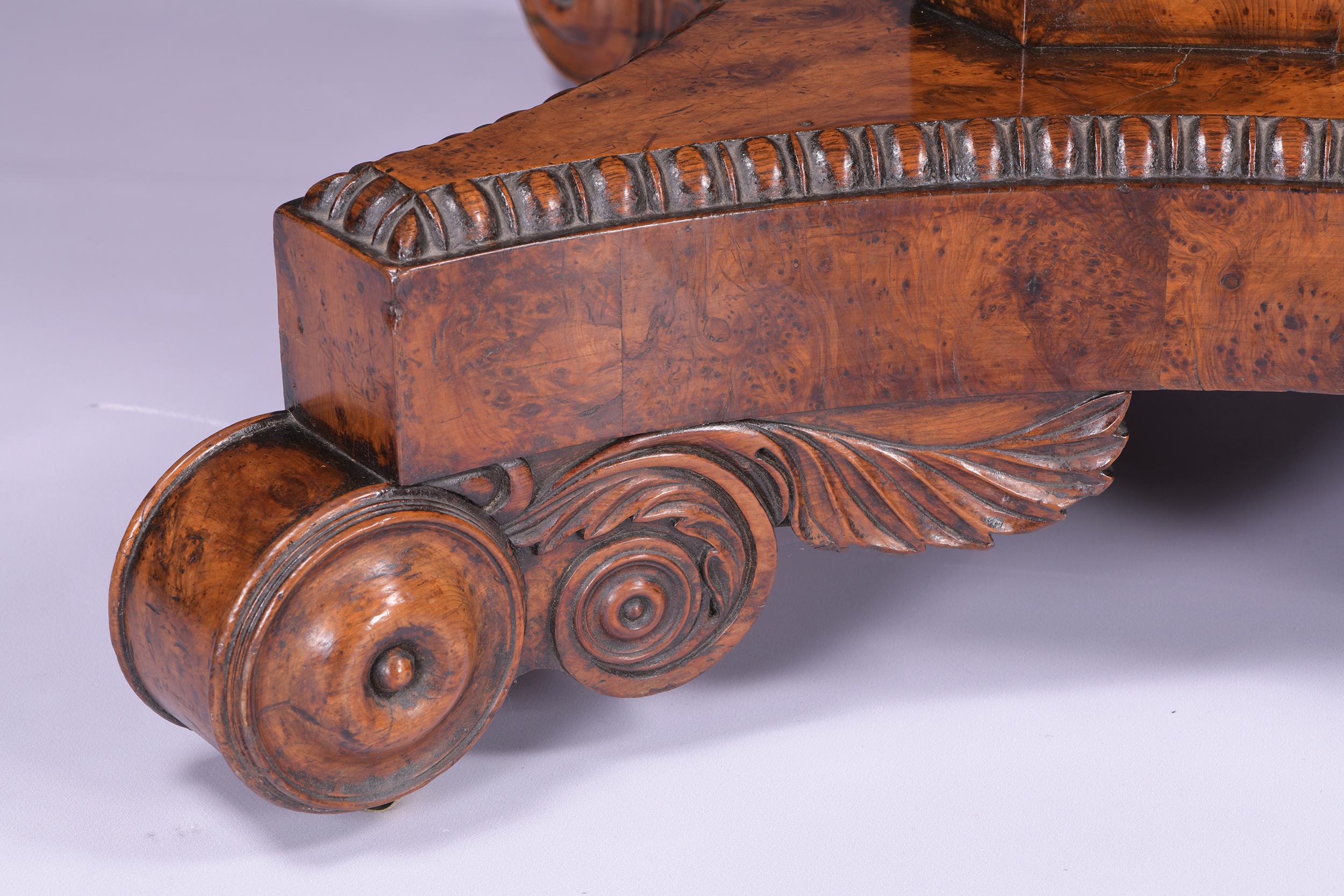 English Regency Burr Yew Wood Centre Table Attributed To George Bullock For Sale 4
