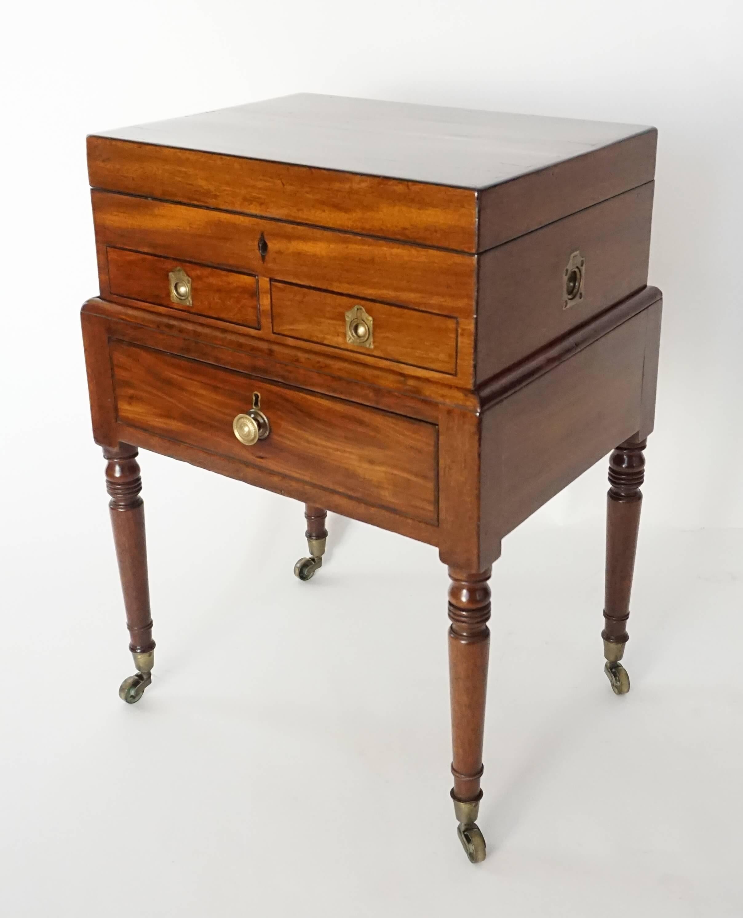 19th Century English Regency Campaign Chest on Stand, circa 1820