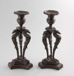 English Regency candlesticks in patinated bronze