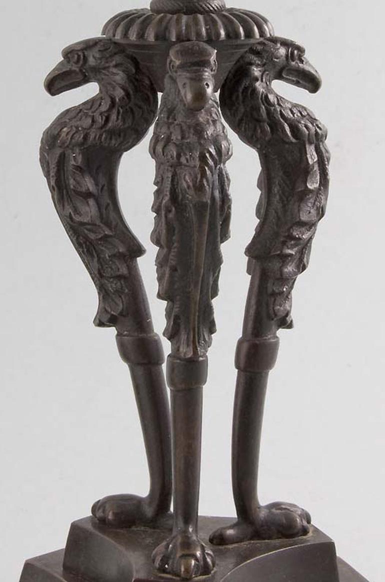 Début du XIXe siècle Chandeliers de style English Regency en bronze patiné en vente