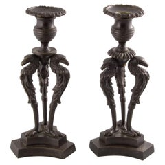 English Regency candlesticks in patinated bronze