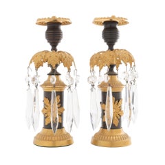 English Regency Candlesticks with Crystal Lusters, 1800
