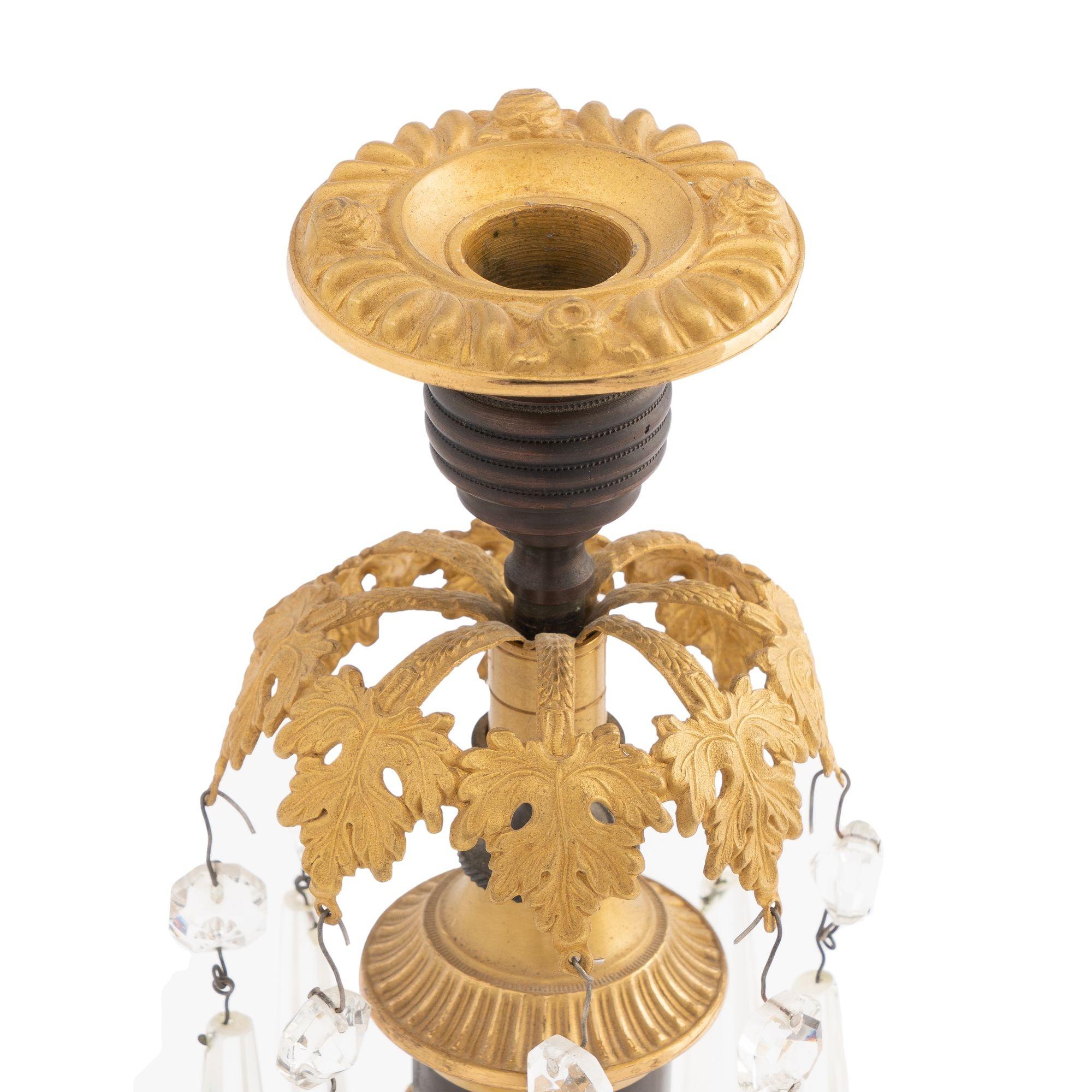 English Regency Candlesticks with Crystal Lusters, 1800 For Sale 2