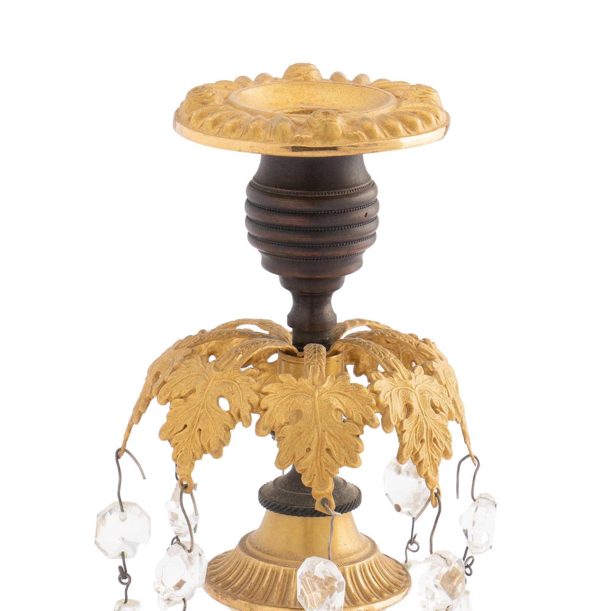 English Regency Candlesticks with Crystal Lusters, 1800 For Sale 3