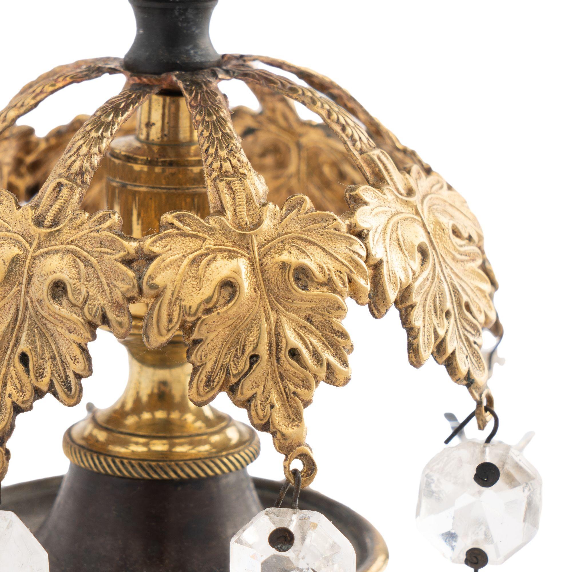 English Regency candlesticks with luster ring & cut glass lusters, c. 1800 For Sale 2