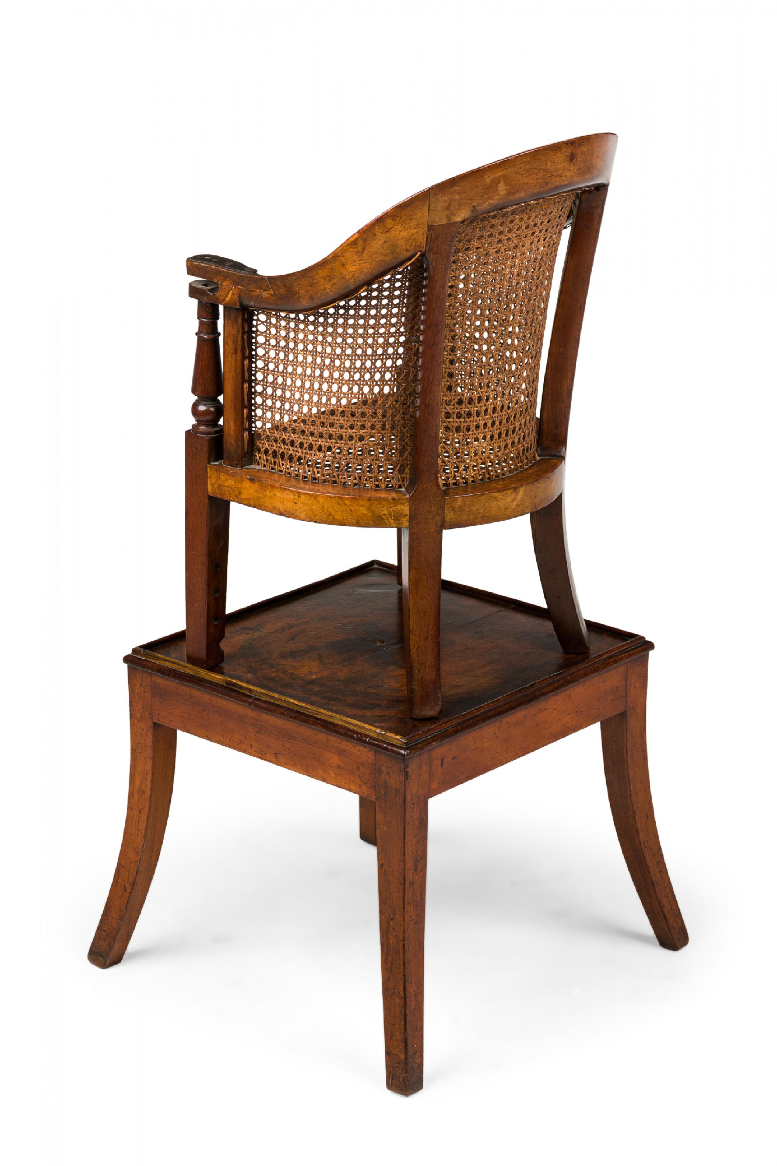 Hand-Carved English Regency Caned Child's Chair on Stand For Sale