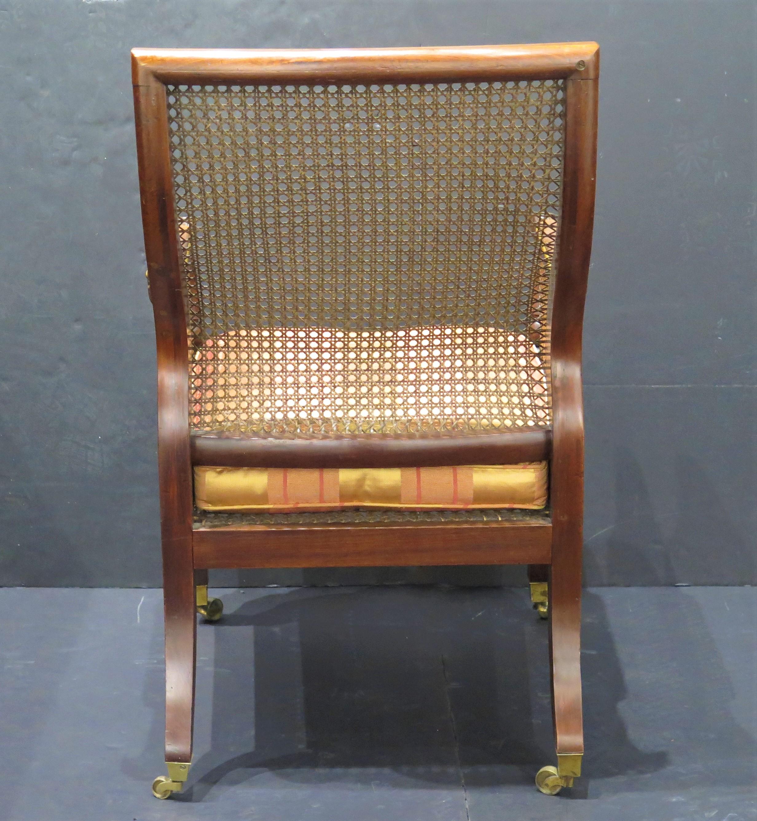 19th Century English Regency Caned Library Chair