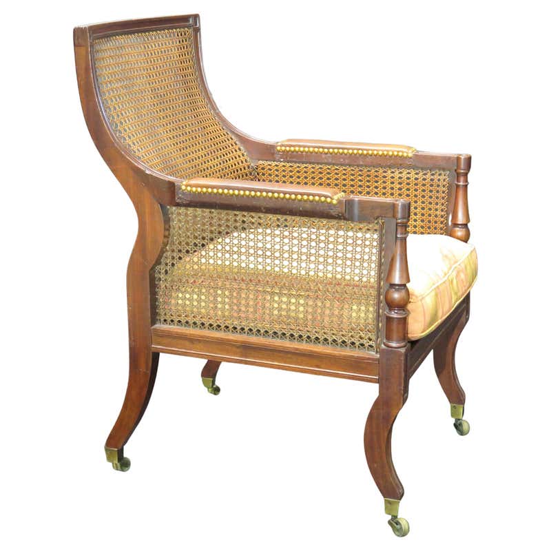 Handsome English Regency Style Ebonized Library Chair For Sale at 1stDibs