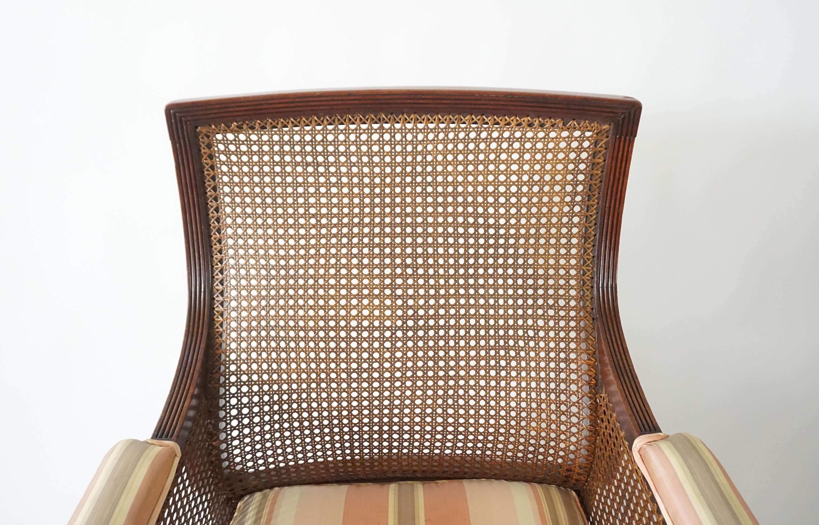 English Regency Caned Mahogany Bergère or Armchair of Large Scale, circa 1810 4