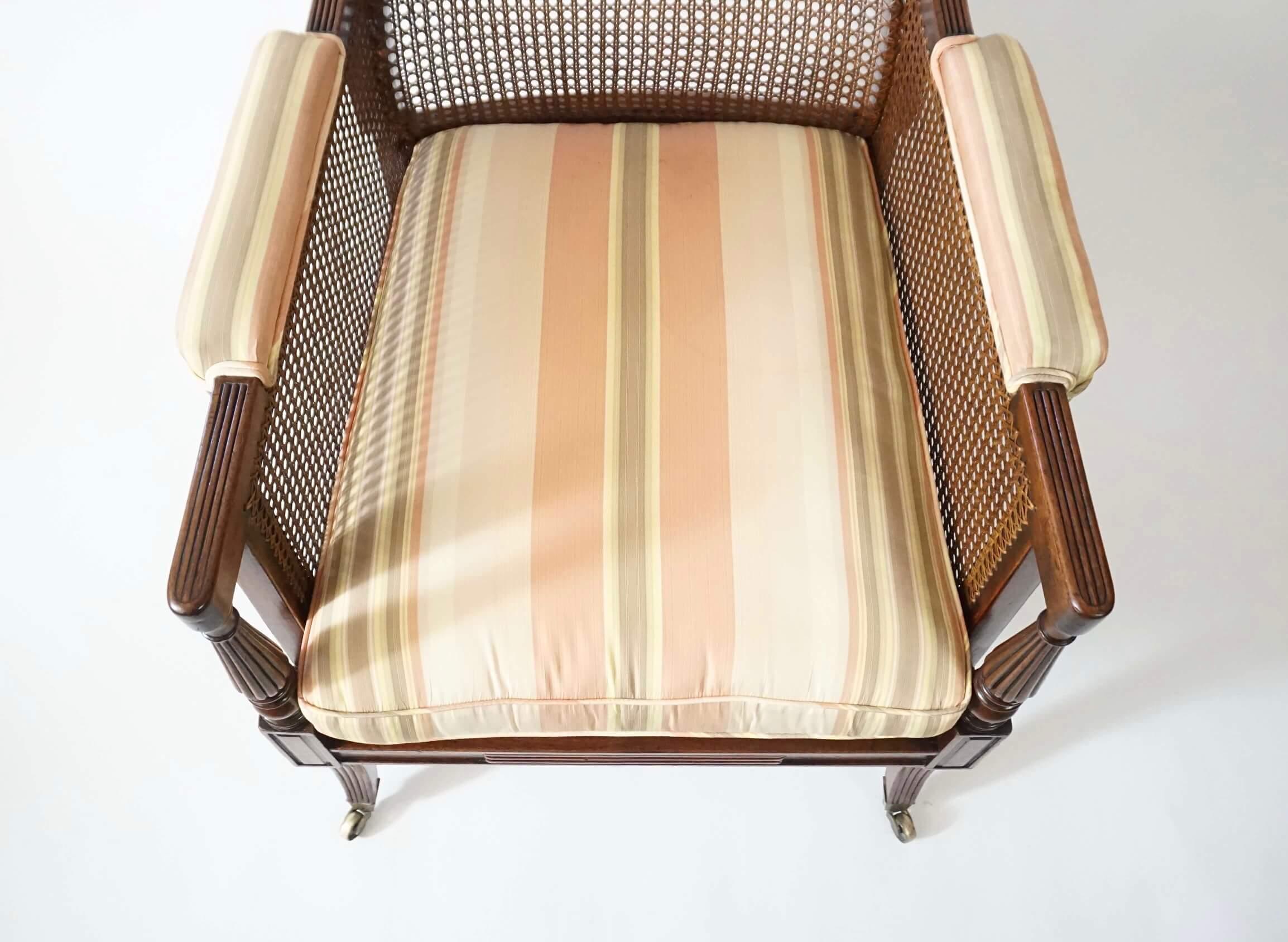 English Regency Caned Mahogany Bergère or Armchair of Large Scale, circa 1810 5