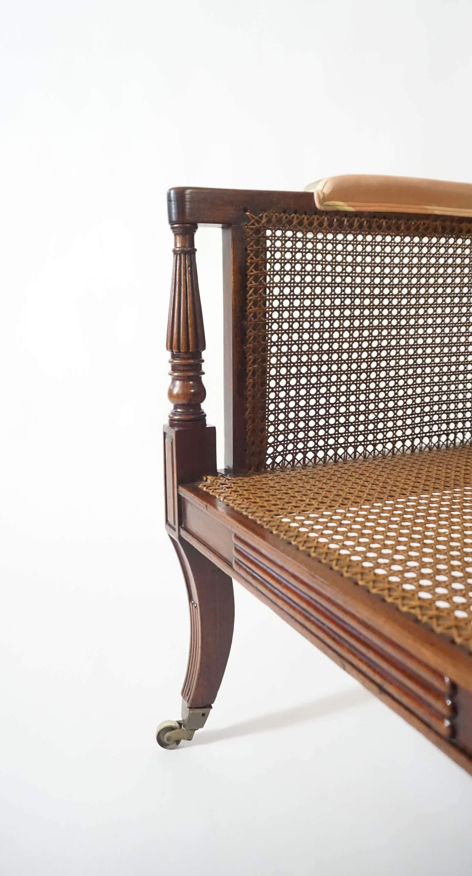 English Regency Caned Mahogany Bergère or Armchair of Large Scale, circa 1810 7