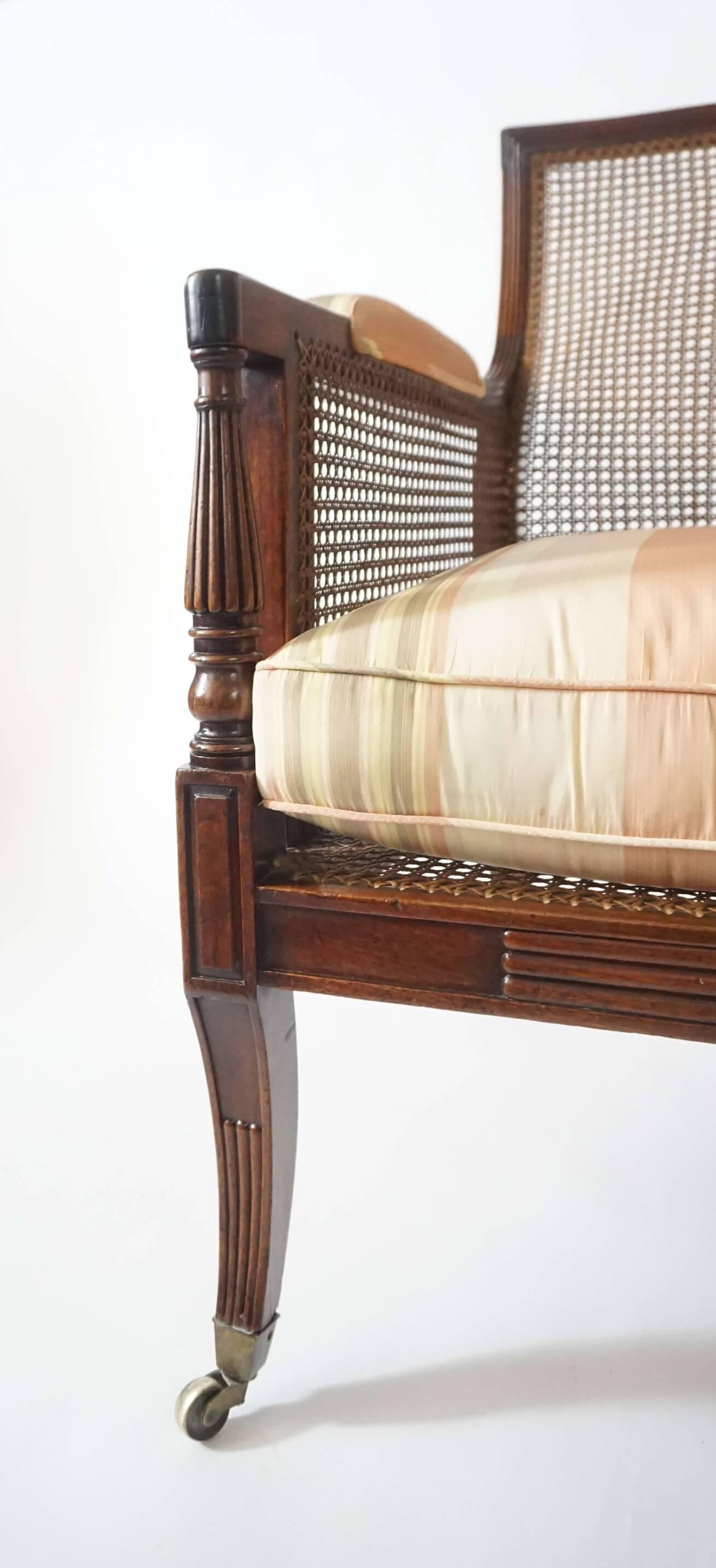 English Regency Caned Mahogany Bergère or Armchair of Large Scale, circa 1810 8
