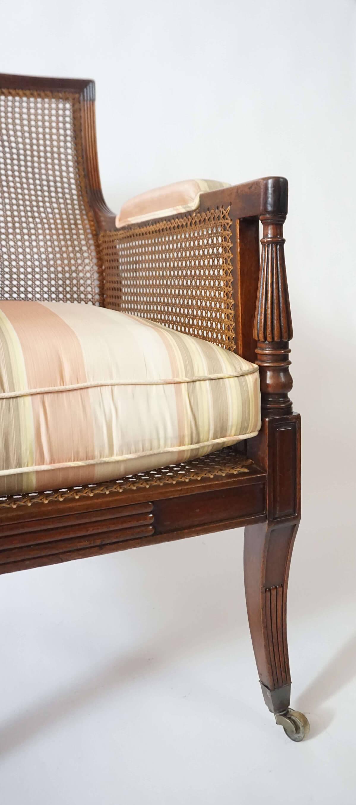 English Regency Caned Mahogany Bergère or Armchair of Large Scale, circa 1810 9