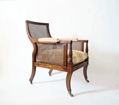 English Regency Caned Mahogany Bergère or Armchair of Large Scale, circa 1810