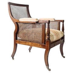 English Regency Caned Mahogany Bergère or Armchair of Large Scale, circa 1810