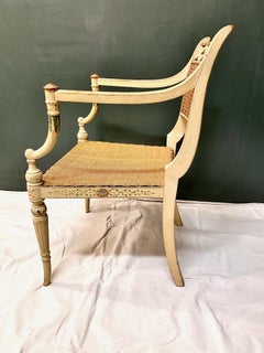 English Regency Caned Open Arm Chair