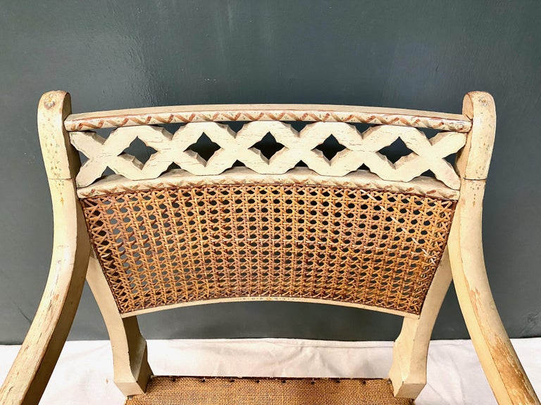 English Regency Caned Open Arm Chair In Good Condition For Sale In Pasadena, CA