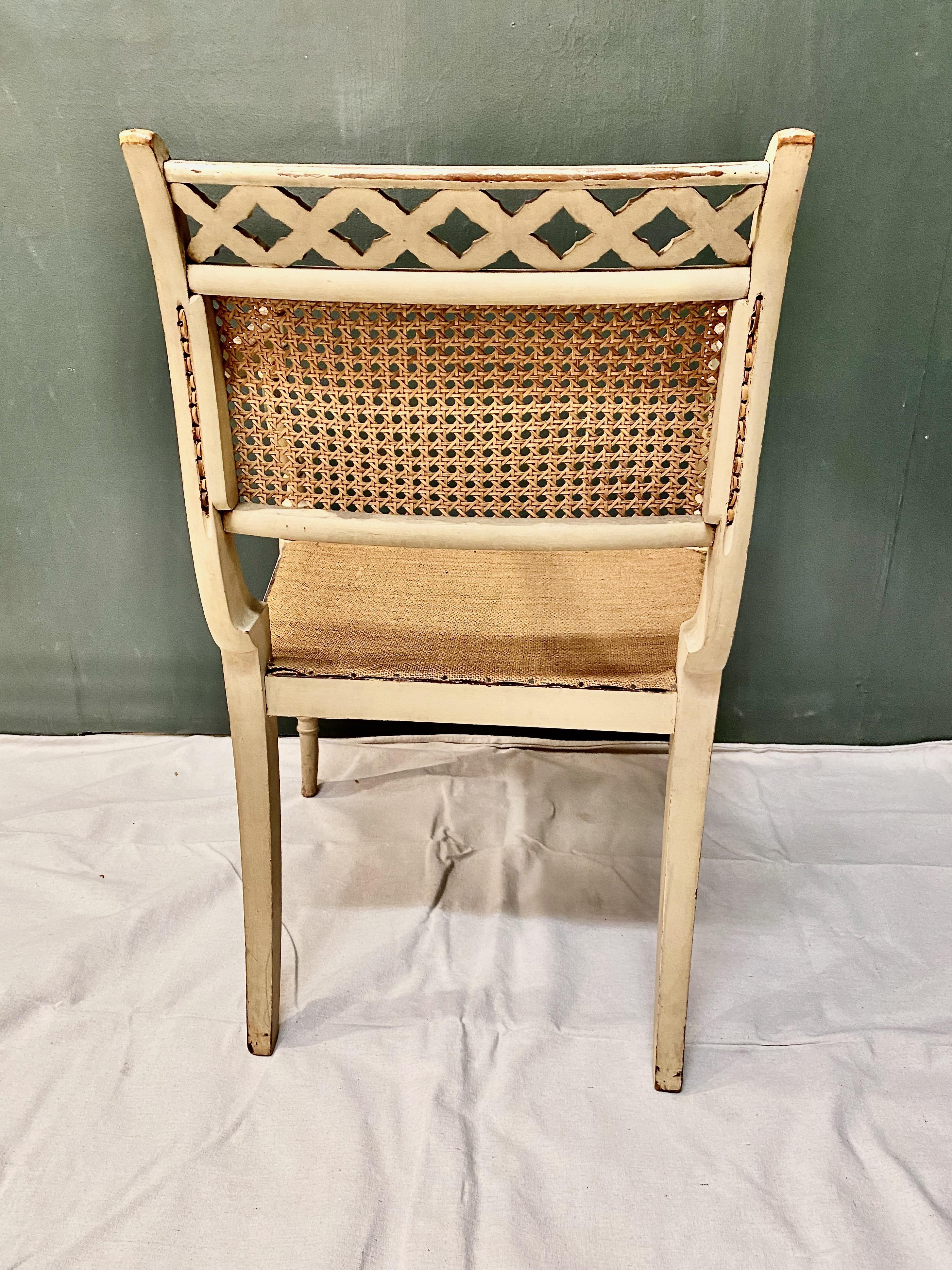 English Regency Caned Open Arm Chair For Sale 2