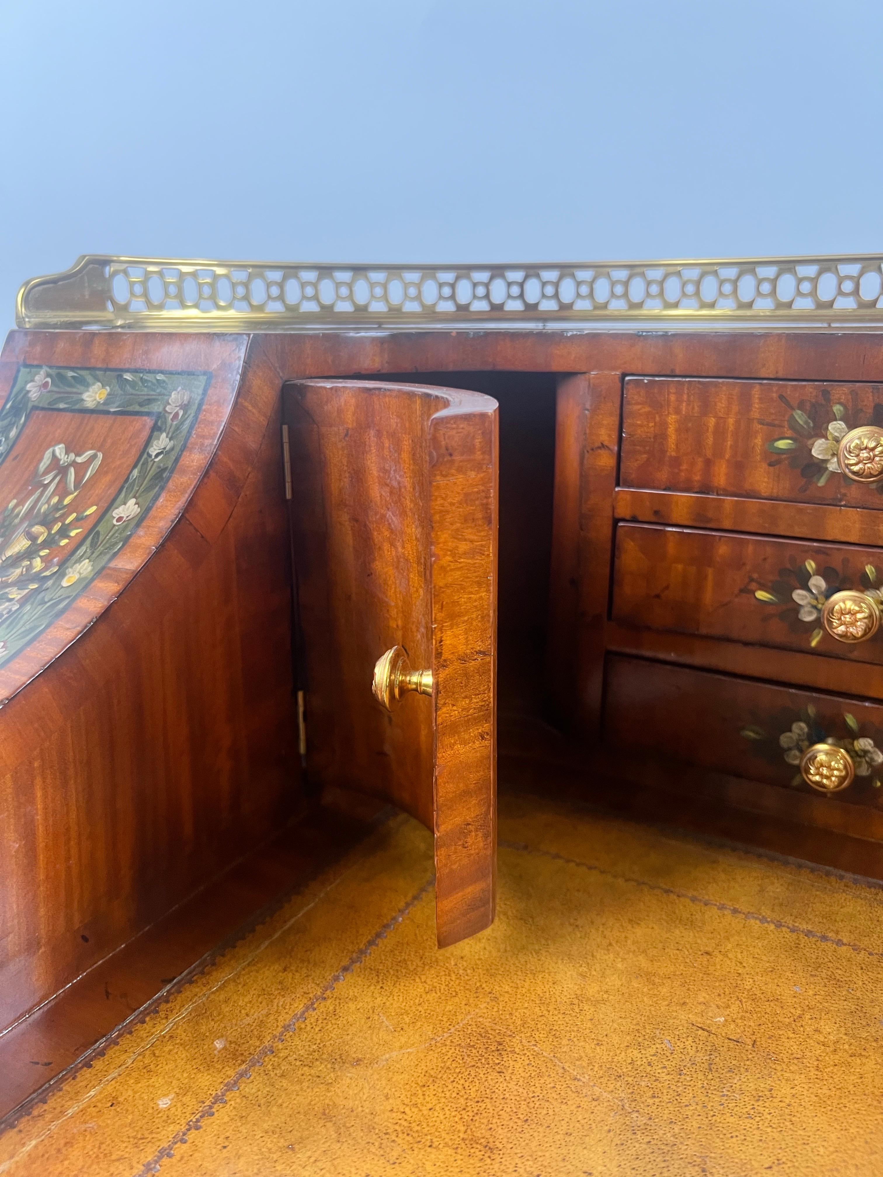 English Regency Carlton House Style Lady Desk & Cane Chair by Maitland Smith For Sale 5