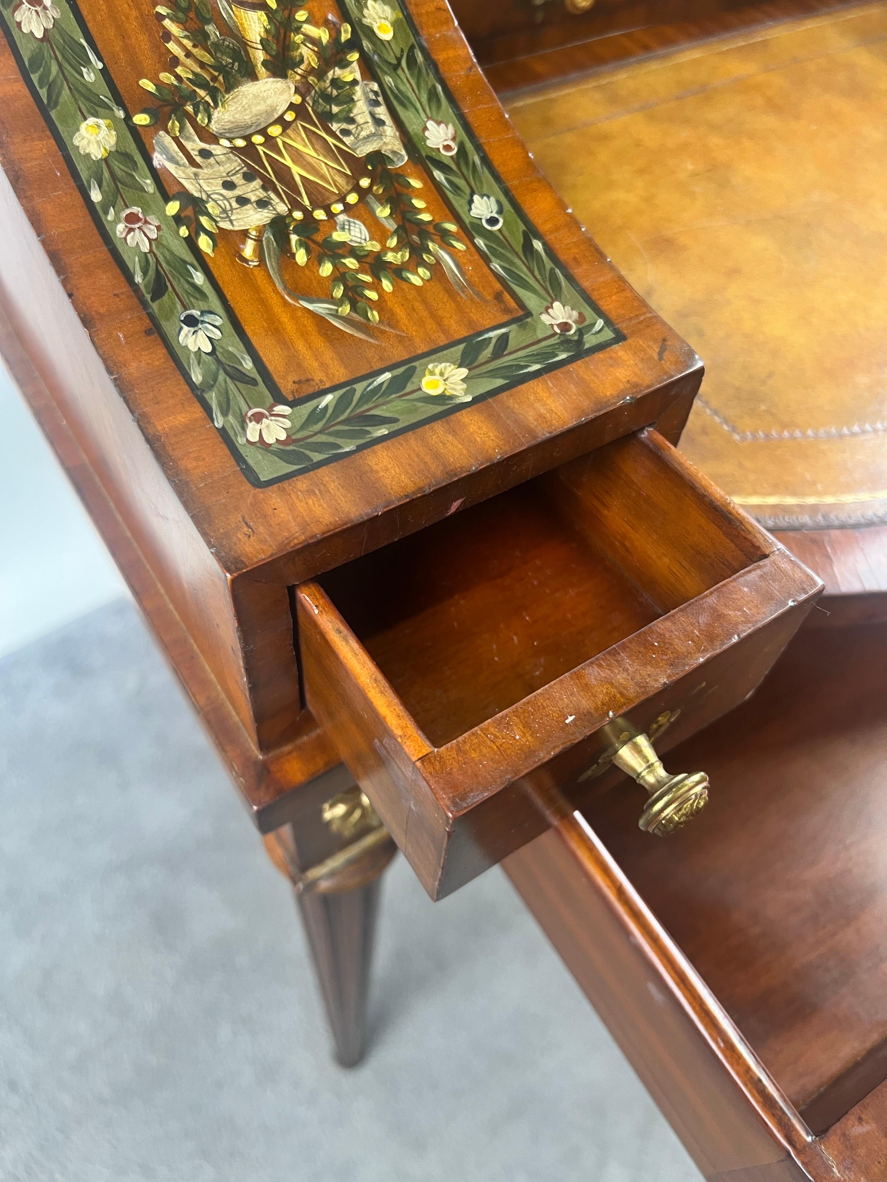 English Regency Carlton House Style Lady Desk & Cane Chair by Maitland Smith For Sale 7