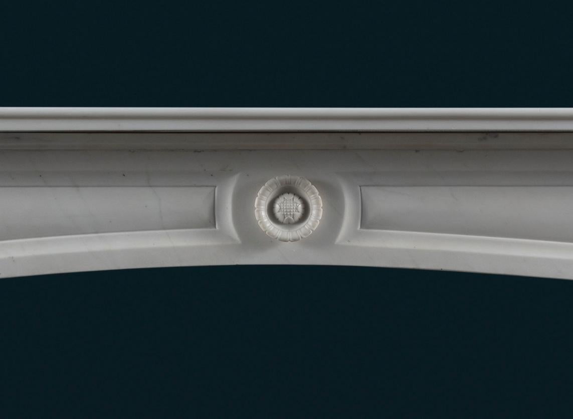 Hand-Carved English Regency Carrara Marble Fireplace Surround For Sale