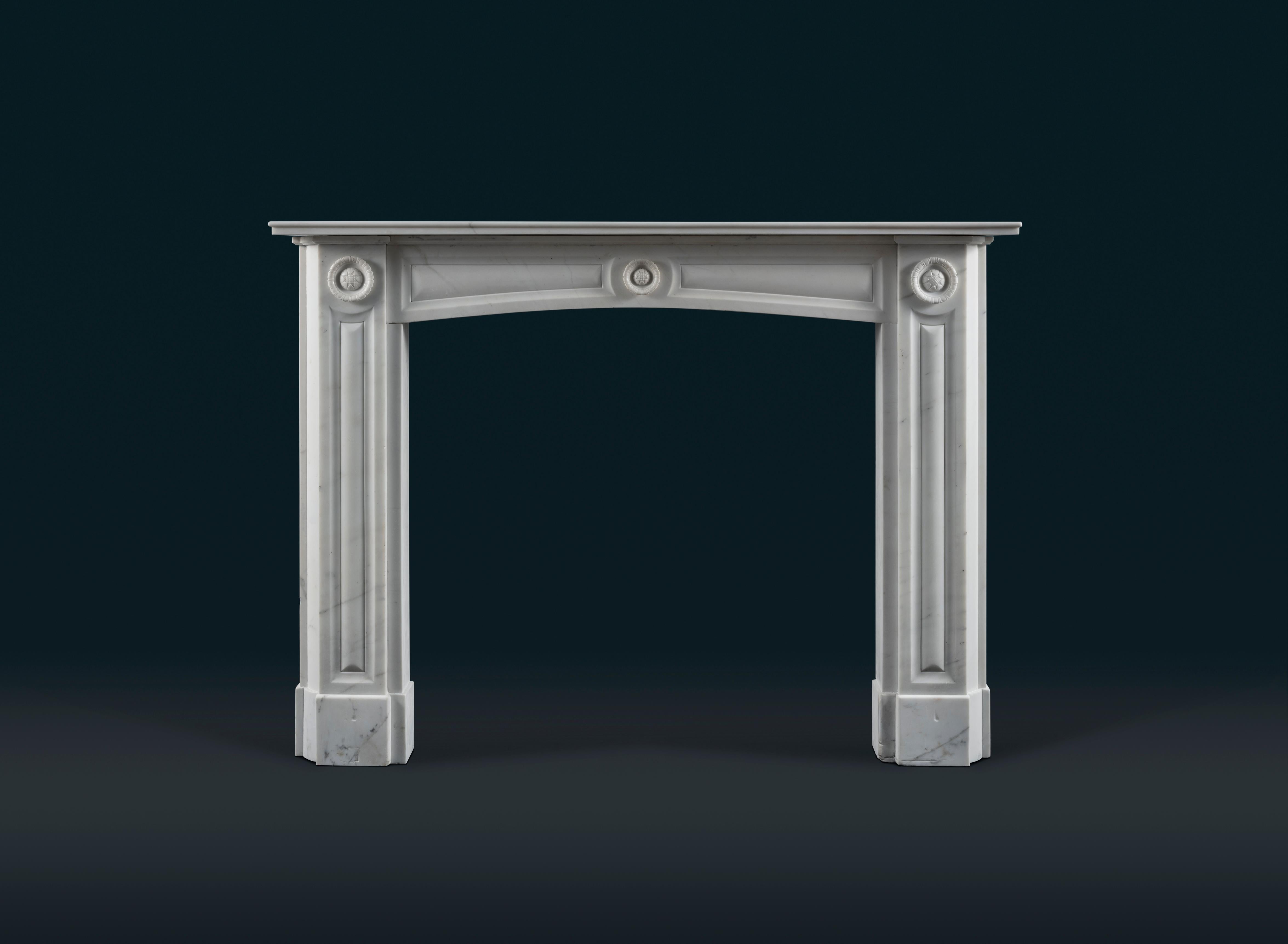 19th Century English Regency Carrara Marble Fireplace Surround For Sale