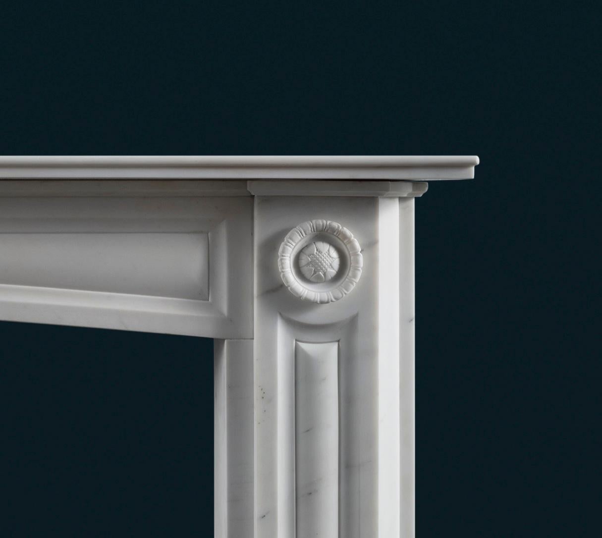 English Regency Carrara Marble Fireplace Surround For Sale 1