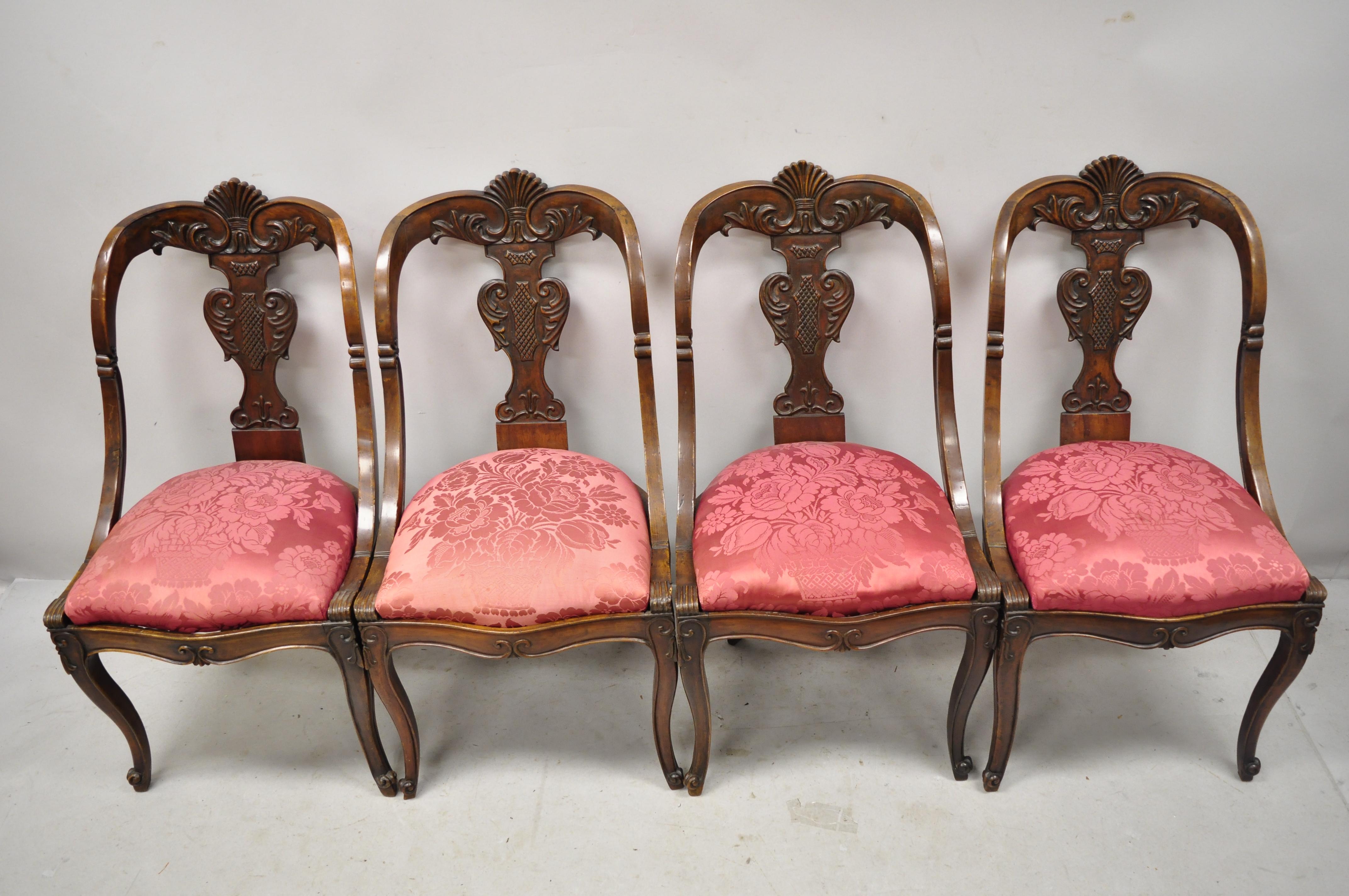English Regency Carved Mahogany Curved Back Dining Side Chairs, Set of 4 7
