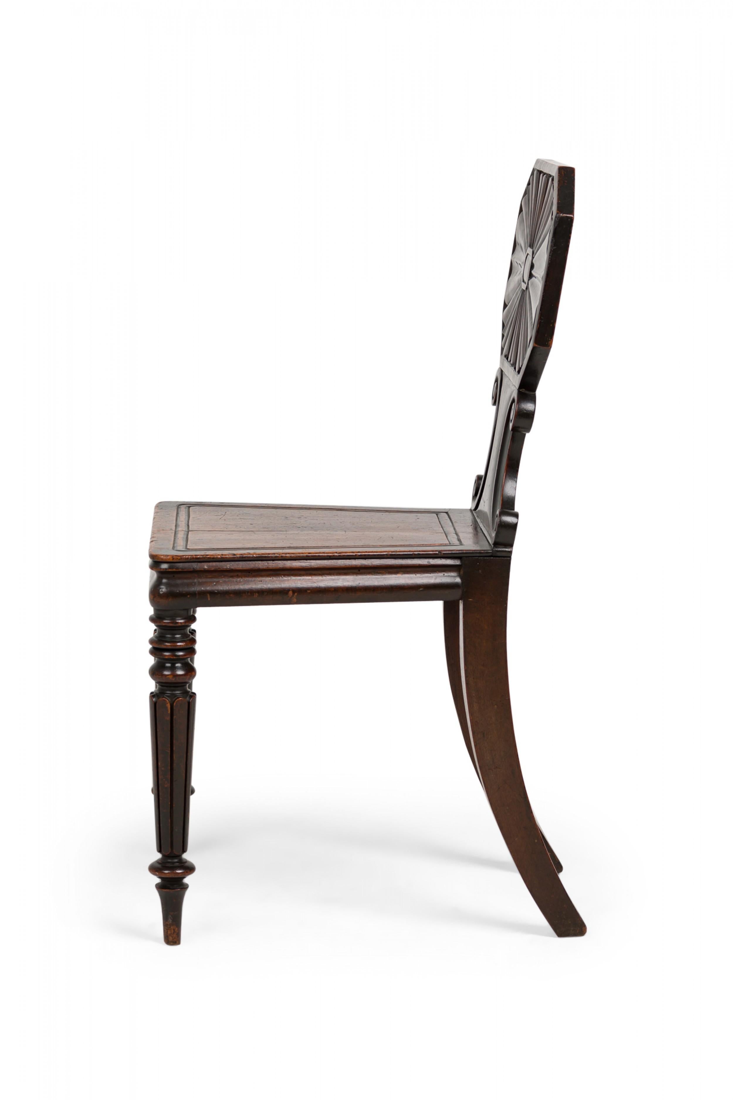 Hand-Carved English Regency Carved Mahogany Hall / Side Chairs