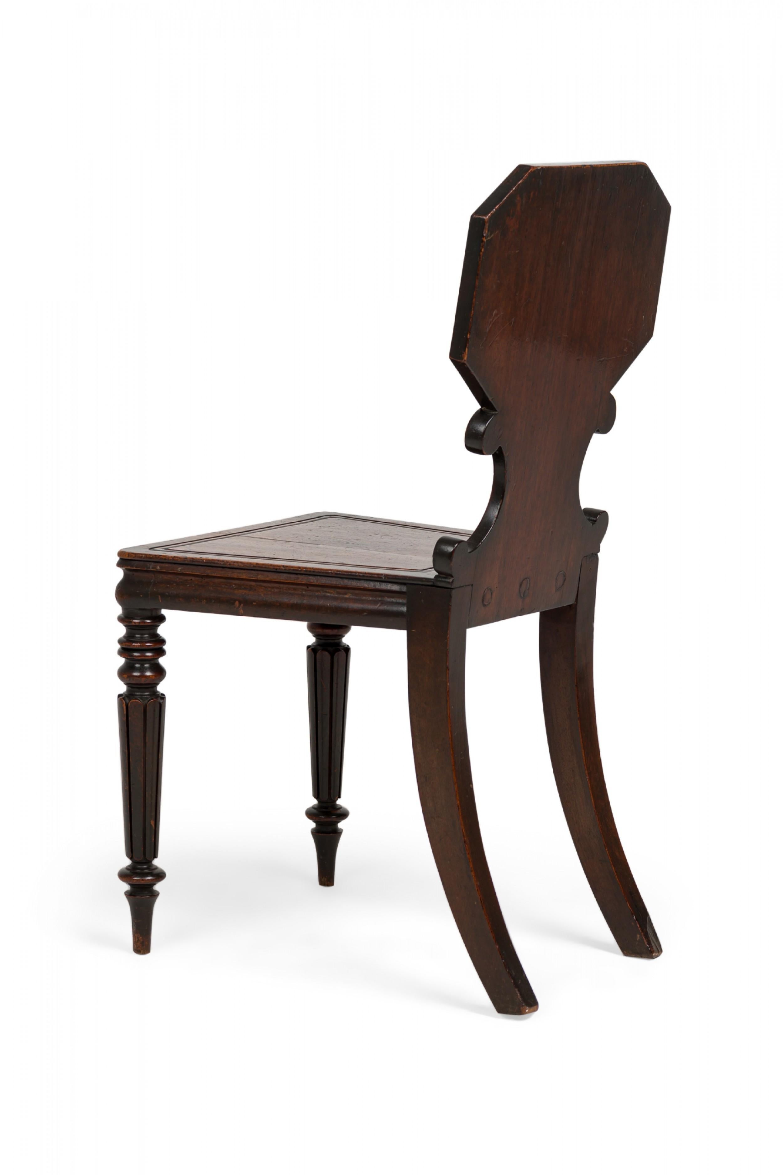 English Regency Carved Mahogany Hall / Side Chairs In Good Condition In Queens, NY