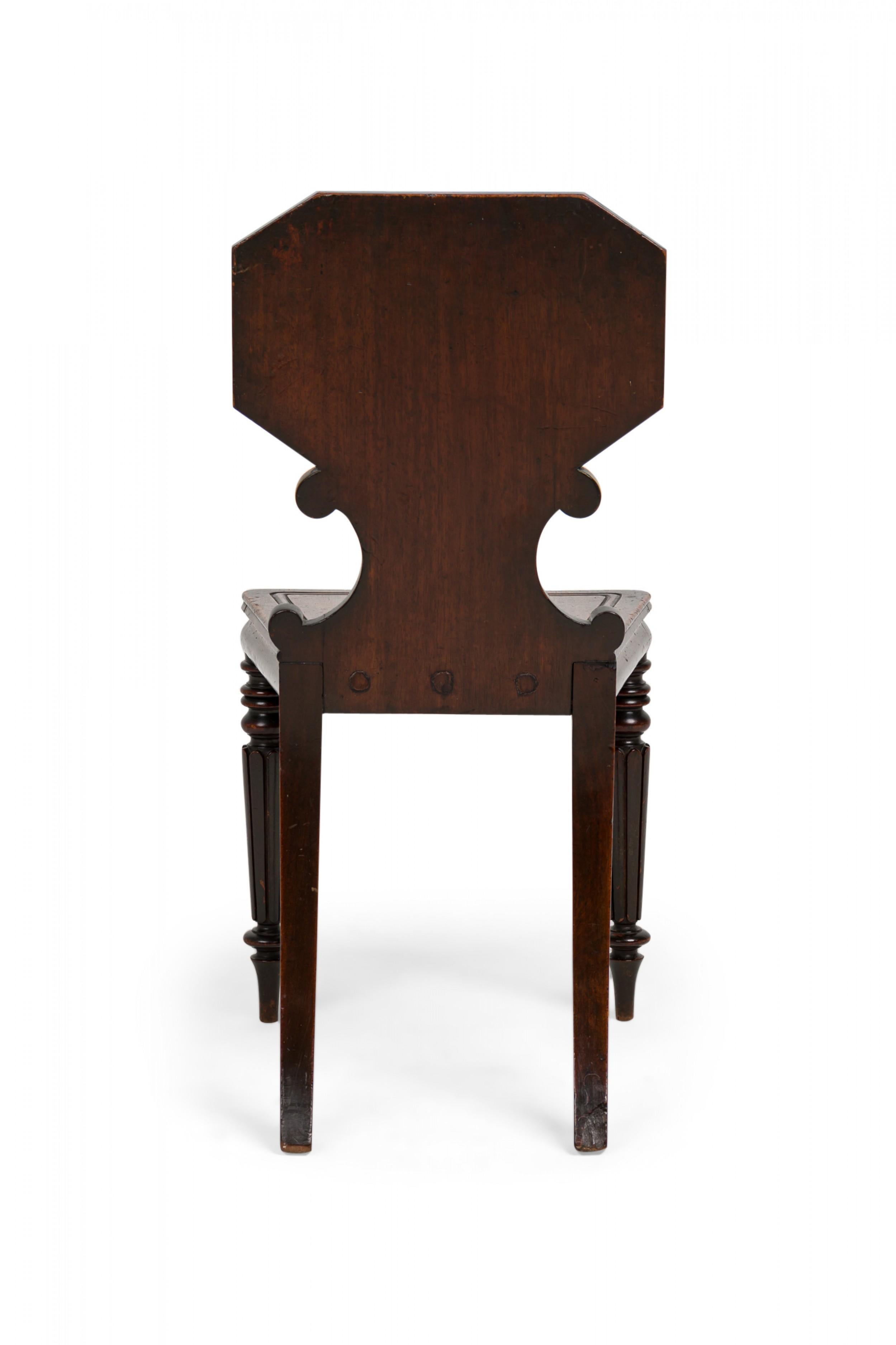 19th Century English Regency Carved Mahogany Hall / Side Chairs