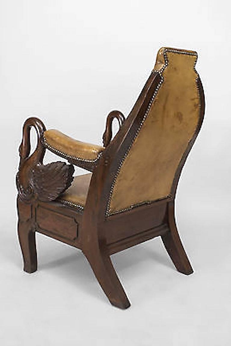 English Regency Mahogany Swan Arm Chair In Good Condition For Sale In New York, NY