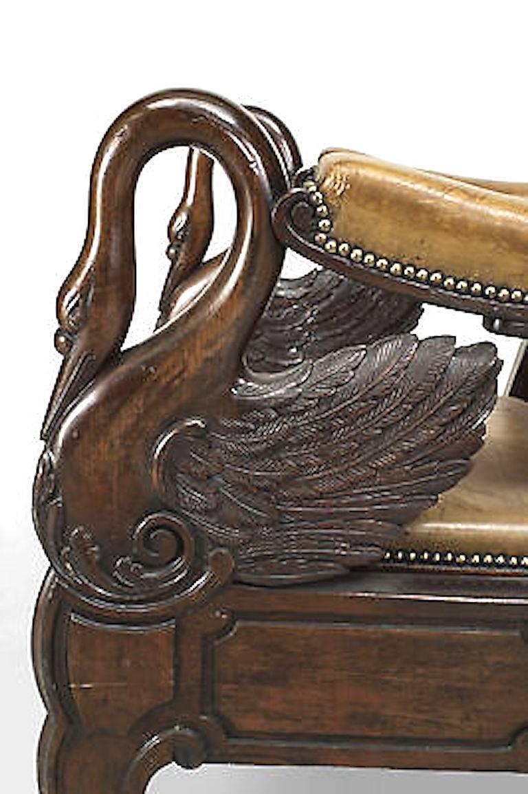 English Regency Mahogany Swan Arm Chair For Sale 1