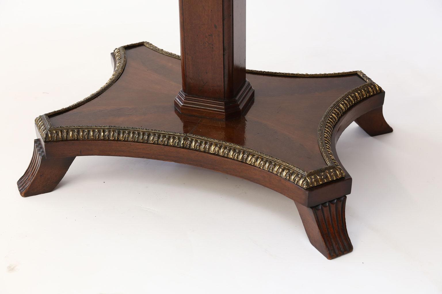 19th Century English Leather-Top Center Table in Cuban Mahogany For Sale