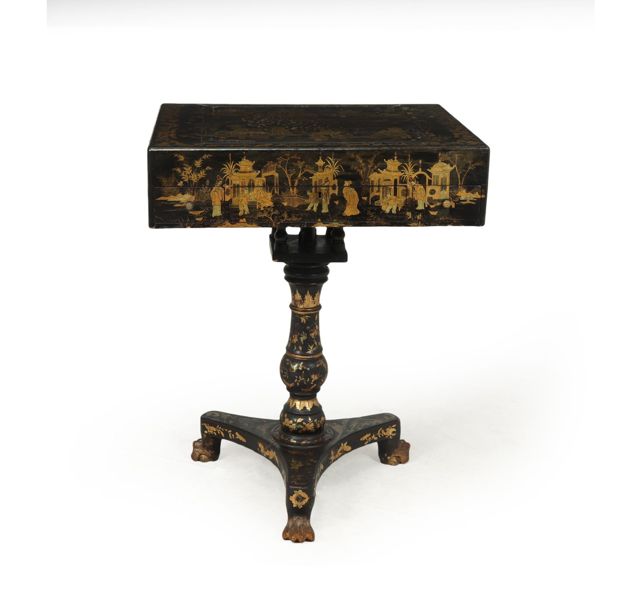 Lacquered English Regency Chinese Export Games Table