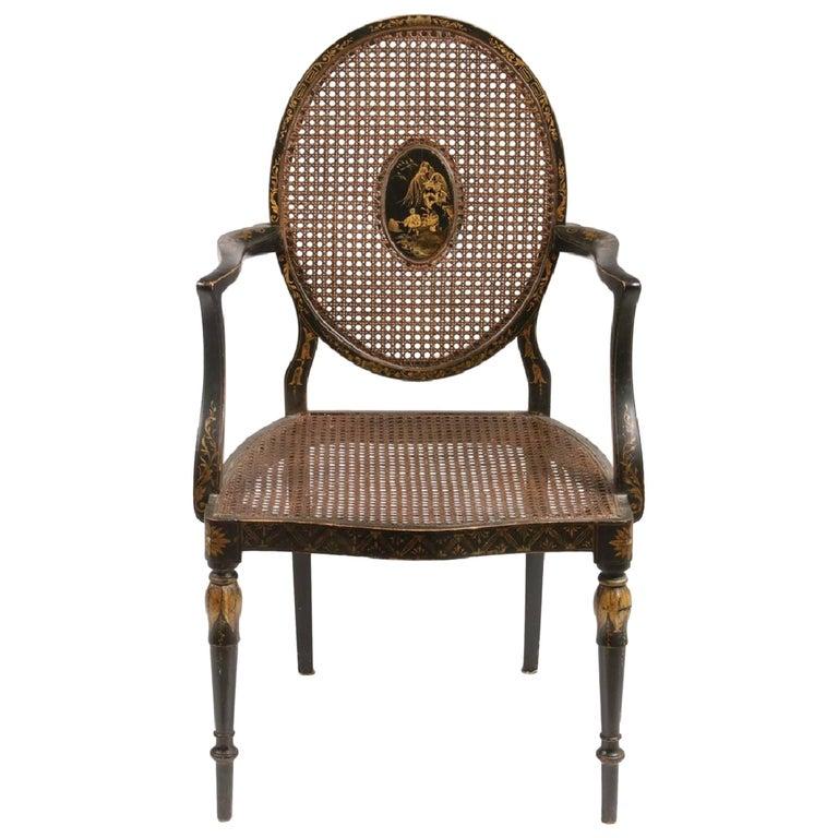 19th Century English Regency Chinoiserie Armchair For Sale