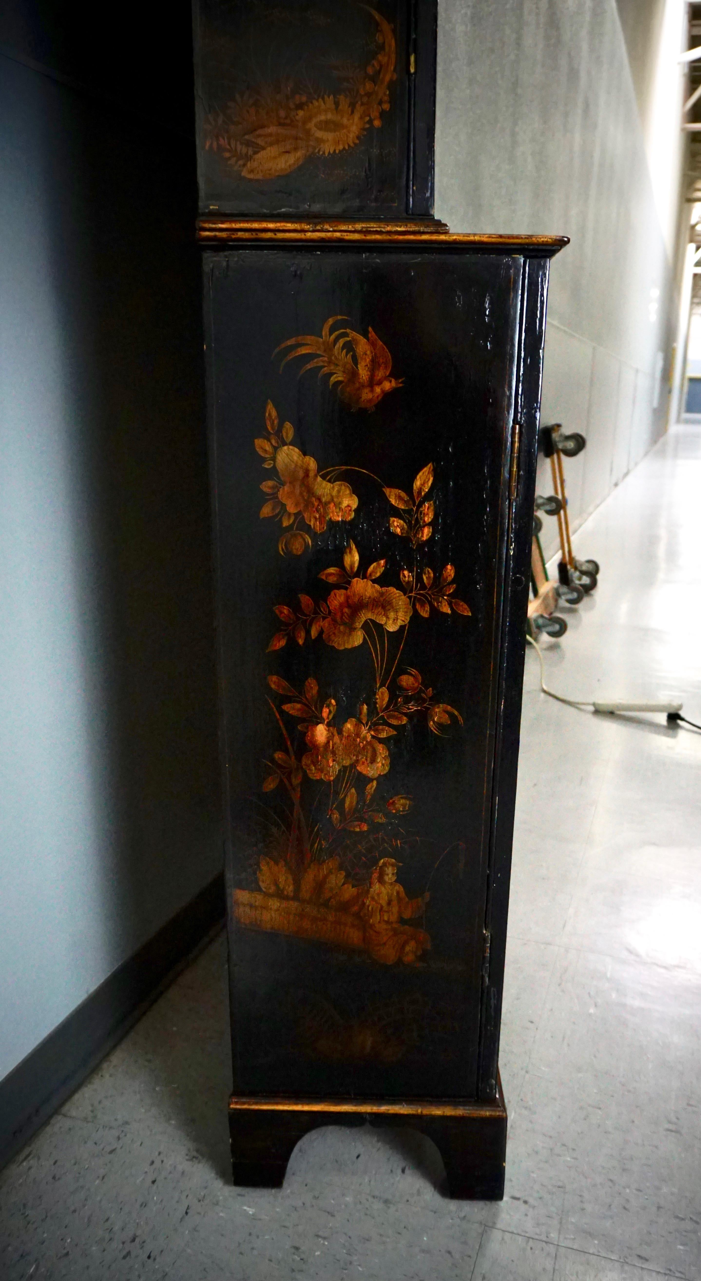English Regency Chinoiserie Black and Gilt Bookcase Cabinet 2
