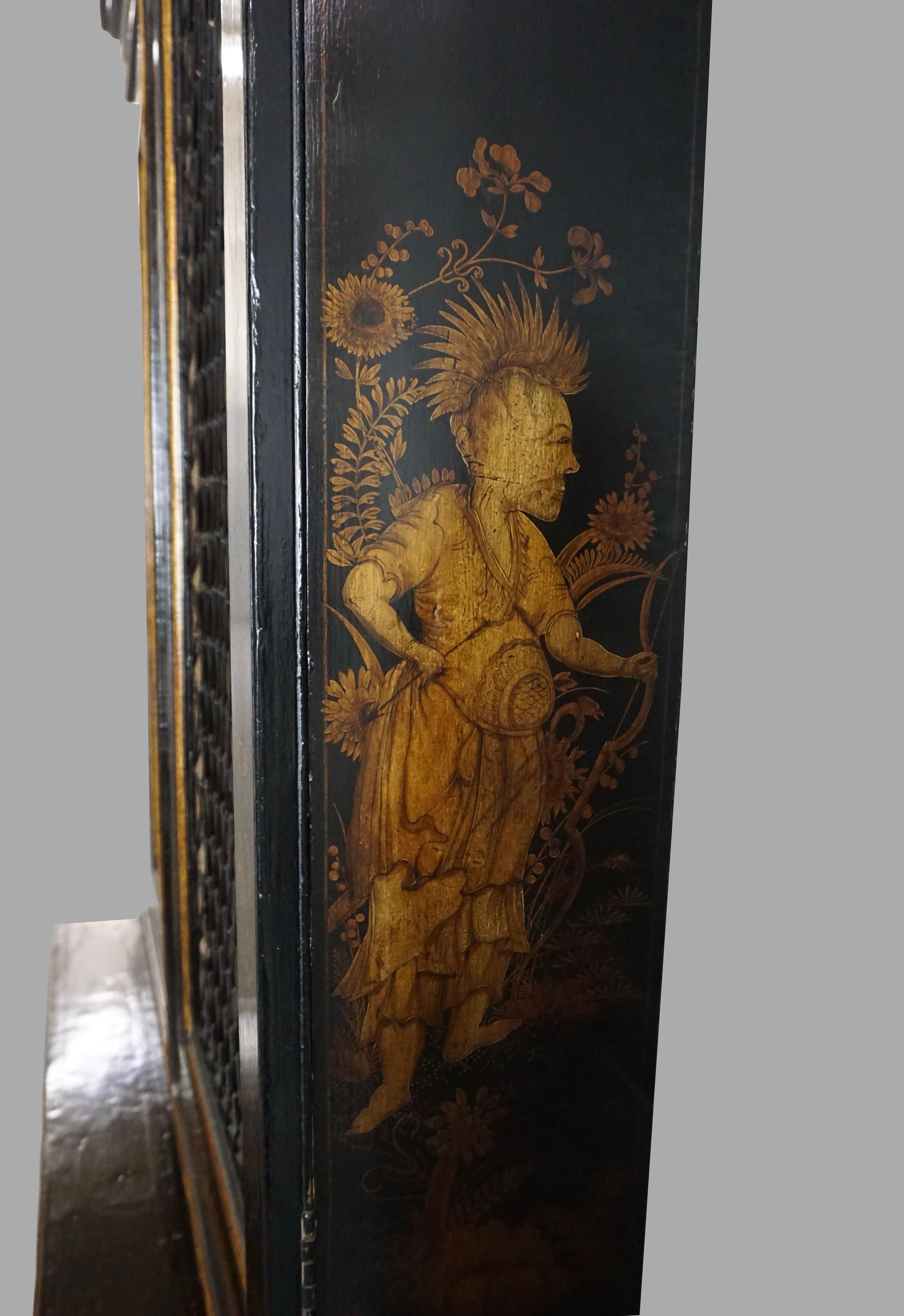 English Regency Chinoiserie Black and Gilt Bookcase Cabinet 4