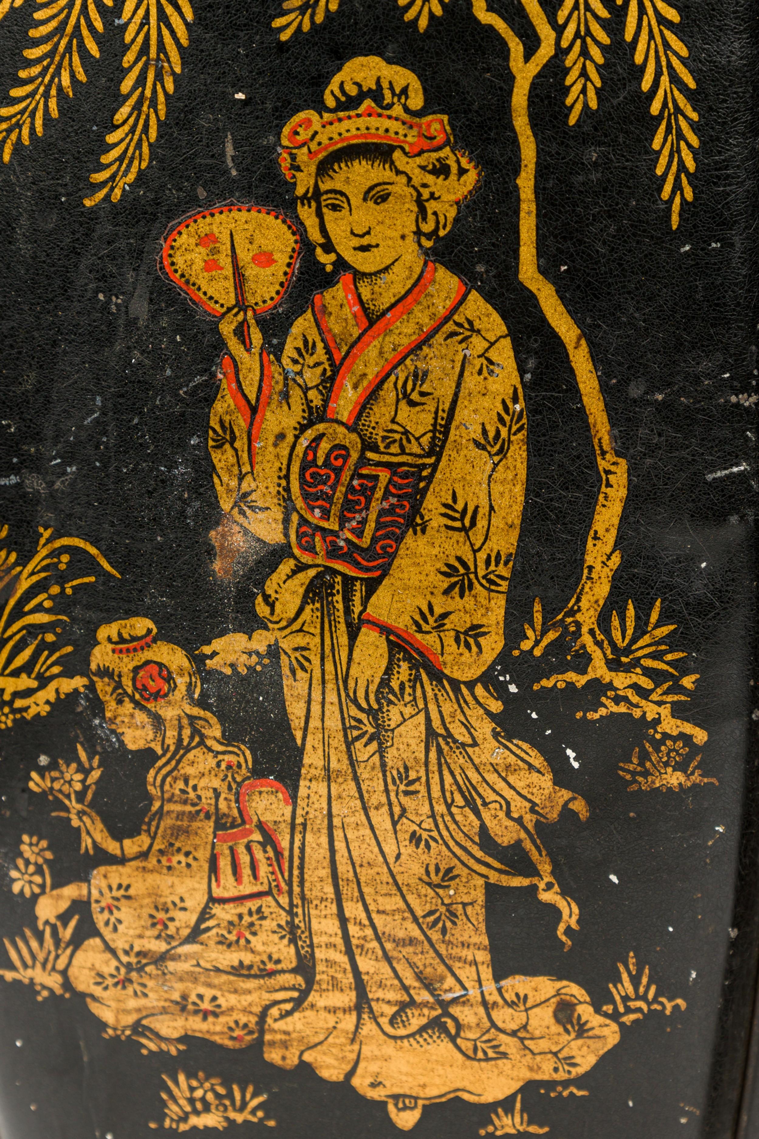 English Regency Chinoiserie Clock Set For Sale 12