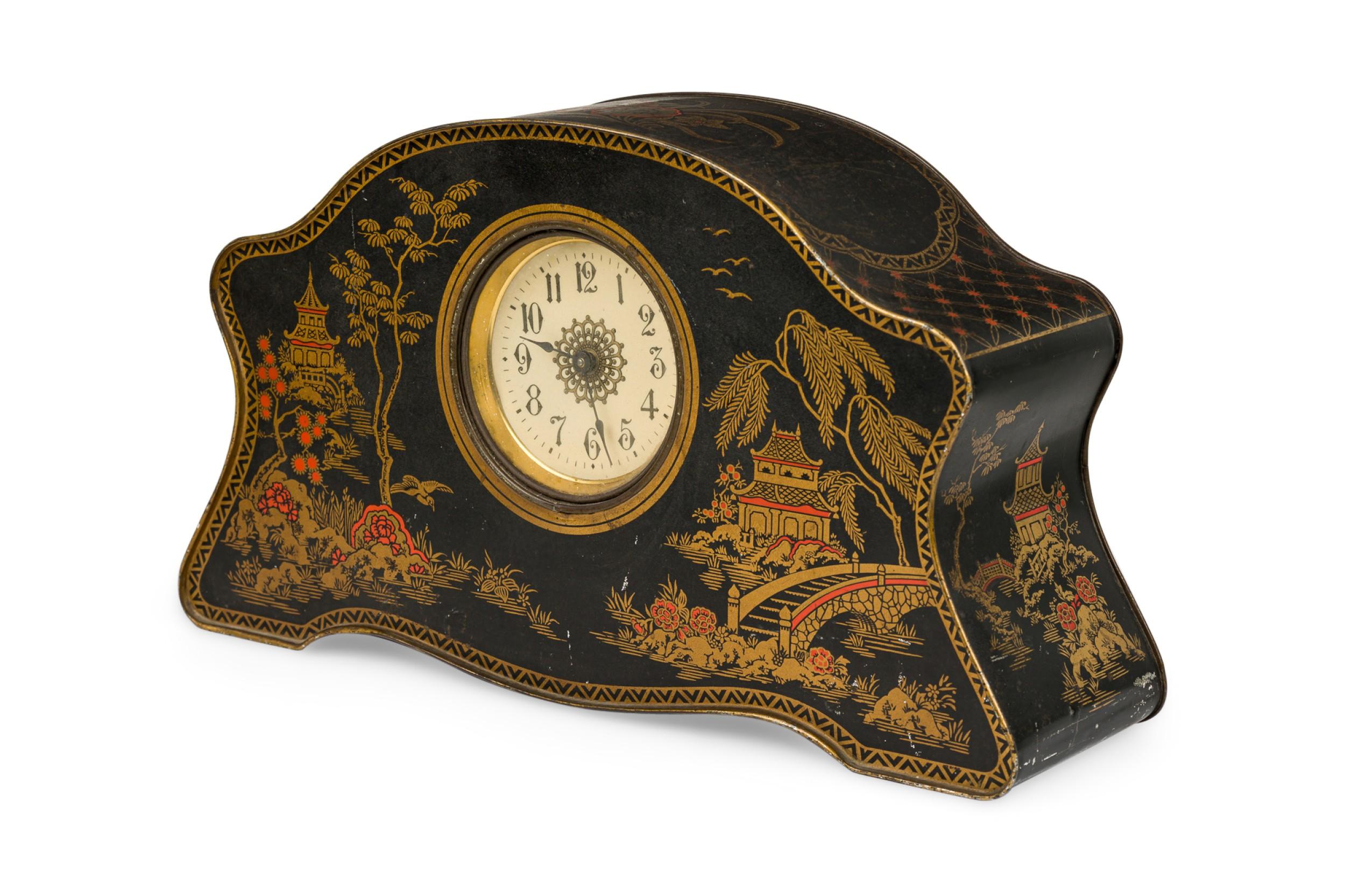 British English Regency Chinoiserie Clock Set For Sale